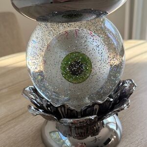 Bath & Body Works Candle Holder  Silver and Green Eye Sculpture